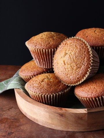 Close up of banana muffins.