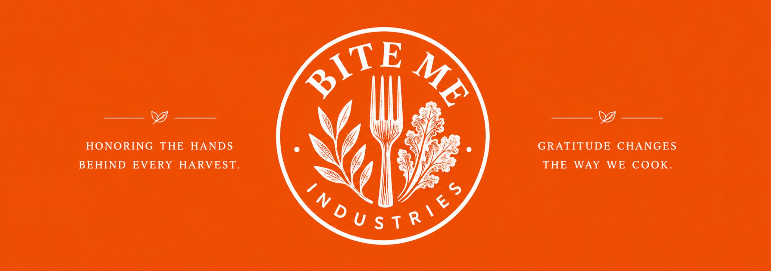 New Bite Me Industries Logo Header with mission statement clips
