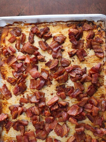 Crispy bacon pieces.
